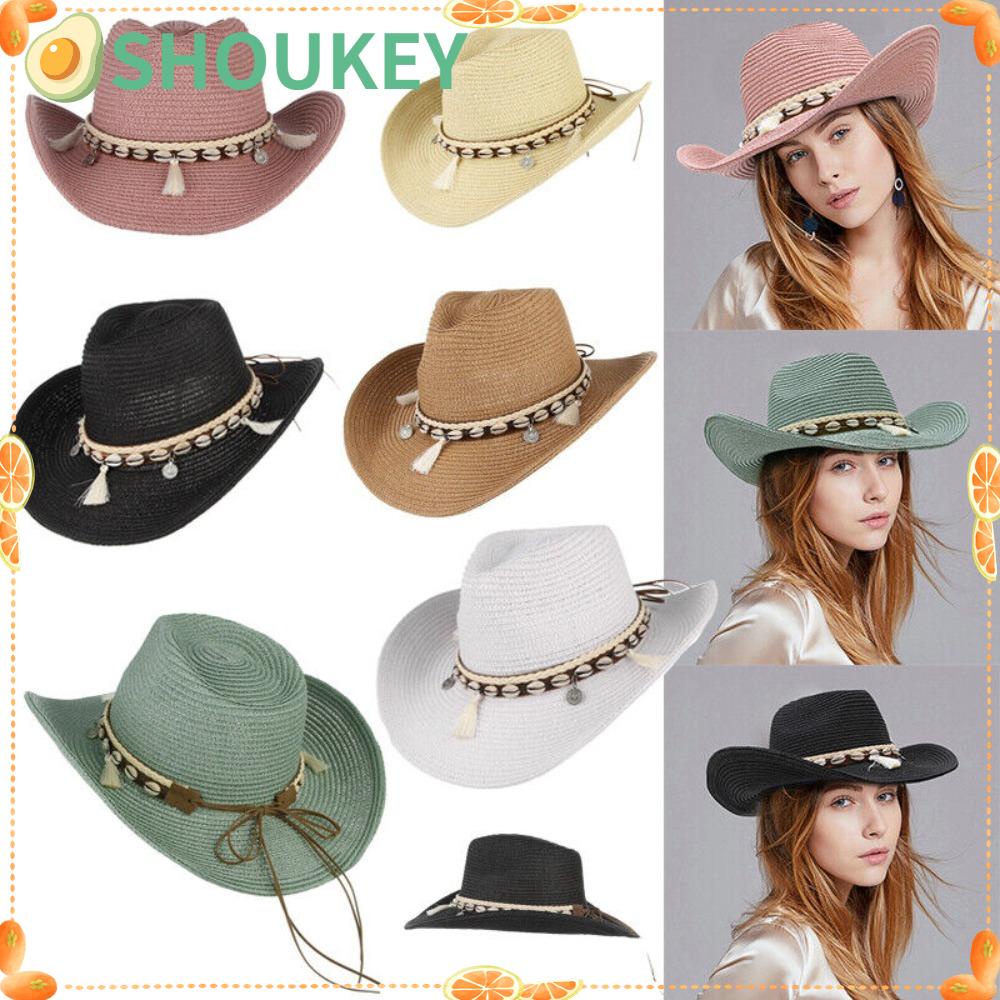 SHOUKEY Mũ Cao Bồi Che Nắng Bản Rộng Vỏ Sò Cho Nữ