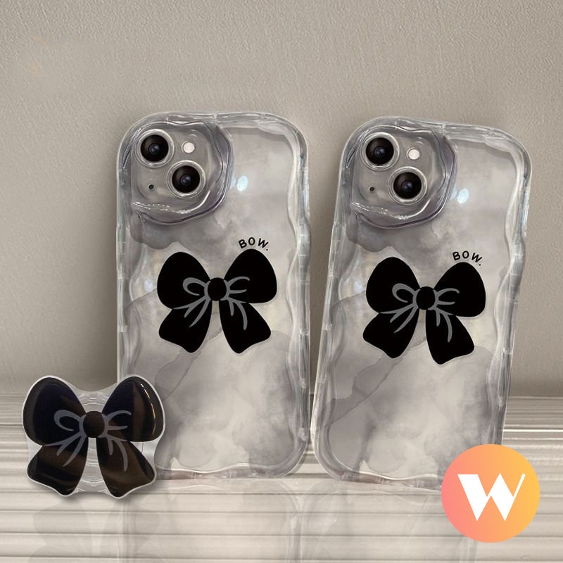 Ốp Điện Thoại Viền Cong Hình Nơ 3D Kèm Giá Đỡ Cho IPhone 7 8 Plus XR 6 6s X XS Max SE 2020 11 13 14 12 Pro Max