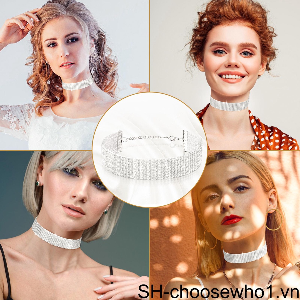 Vòng Cổ Choker Nhiều Lớp Đính Đá Pha Lê Chống Nắng Tùy Chỉnh Thời Trang Cho Nữ