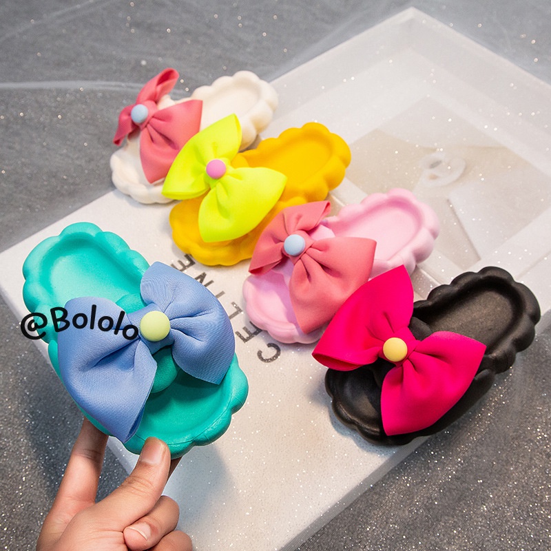 Bololo Dép Xỏ Ngón Đế Dày Chống Trượt Đính Nơ Dễ Thương Thời Trang Mùa Hè Cho Bé Gái