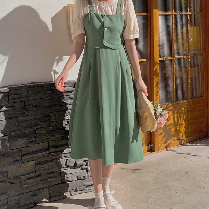 Đầm Dài Trung Bình IELGY Thiết Kế Cao Cấp Phong Cách Pháp Thời Trang Cho Nữ