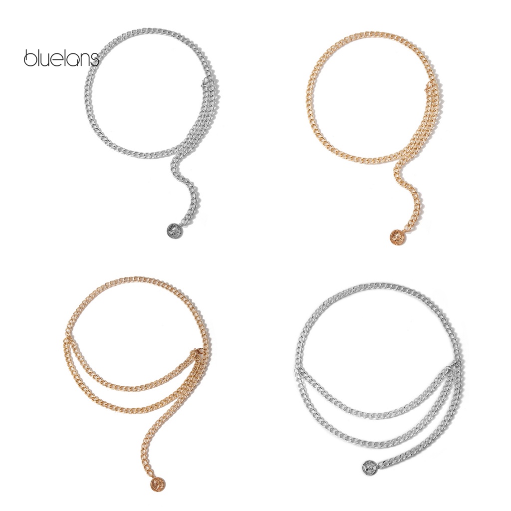 Dây Xích Đeo Thắt Lưng Hai Lớp Dày Dặn Có Thể Điều Chỉnh Mặt Đồng Xu Cho Nữ