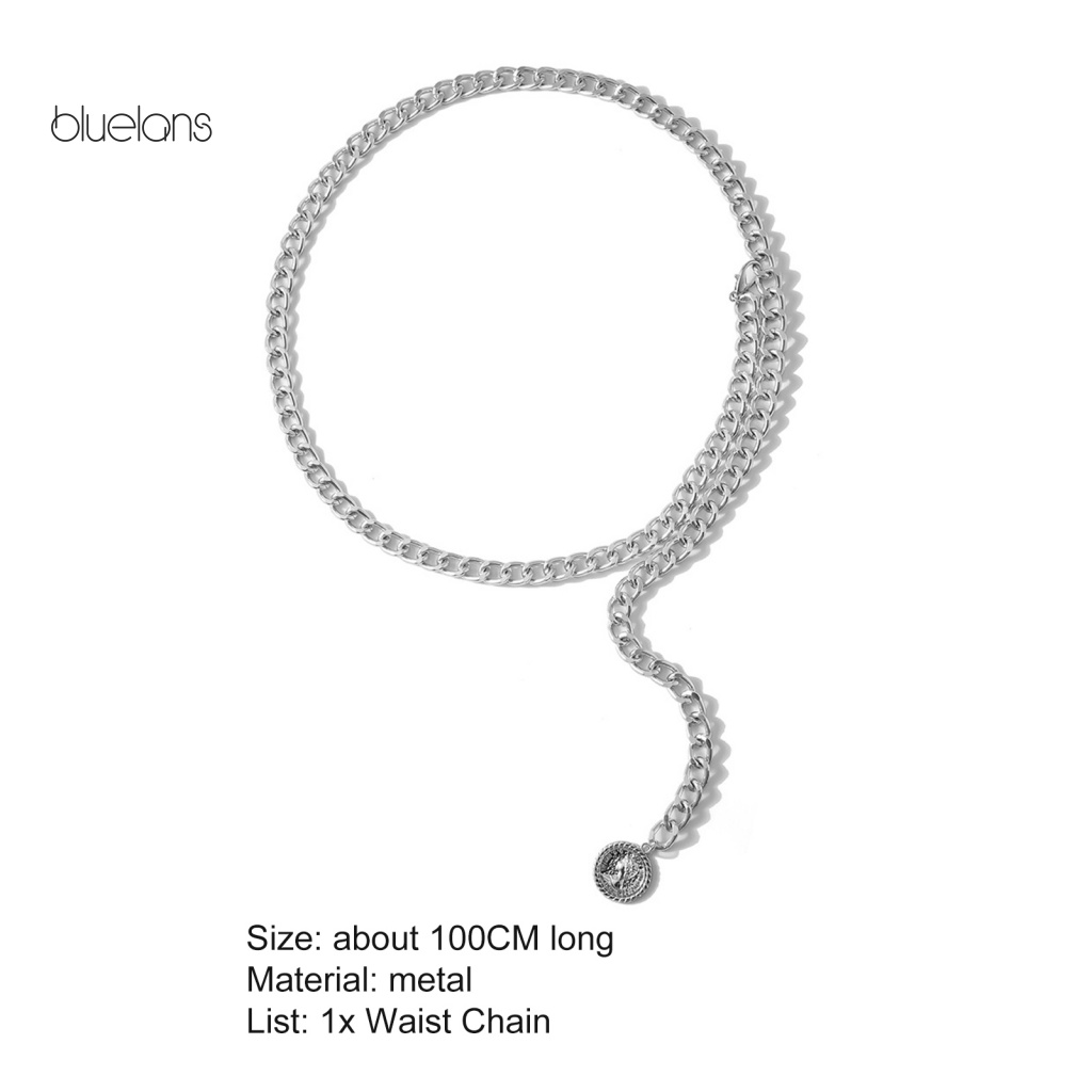 Dây Xích Đeo Thắt Lưng Hai Lớp Dày Dặn Có Thể Điều Chỉnh Mặt Đồng Xu Cho Nữ