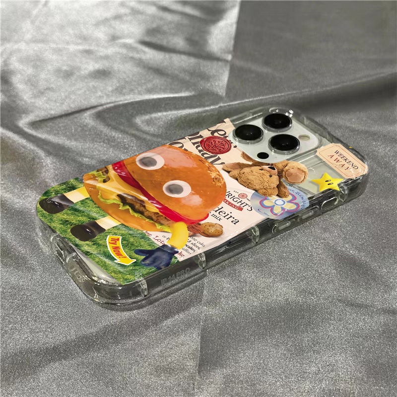 Ốp Điện Thoại Mềm Trong Suốt Hình Burger Vui Nhộn Cho iPhone14promax 1312 / 11 7 / 8plus xr / sins G4FV