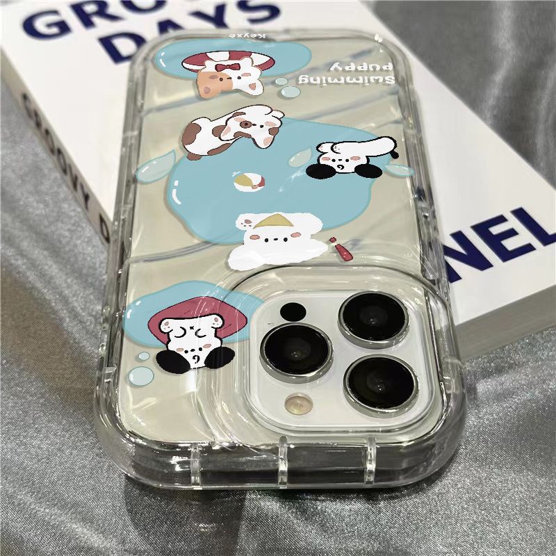 Ốp Điện Thoại Dẻo Trong Suốt Họa Tiết Chú Chó &amp; Chữ Play Dễ Thương Cho iPhone14promax 1312 / 11 7 / 8plus xr / sins YMSQ