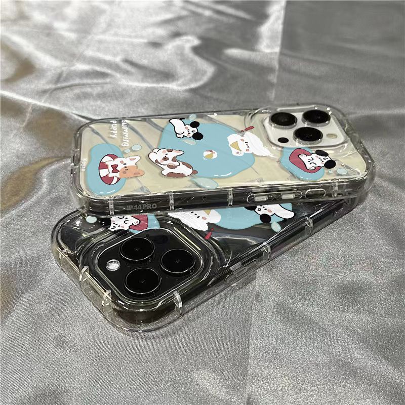 Ốp Điện Thoại Dẻo Trong Suốt Họa Tiết Chú Chó &amp; Chữ Play Dễ Thương Cho iPhone14promax 1312 / 11 7 / 8plus xr / sins YMSQ