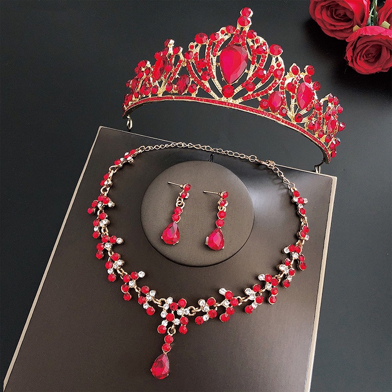 Ygt Bộ Vương Miện Và Bông Tai Pha Lê Handmade Sang Trọng Cho Cô Dâu