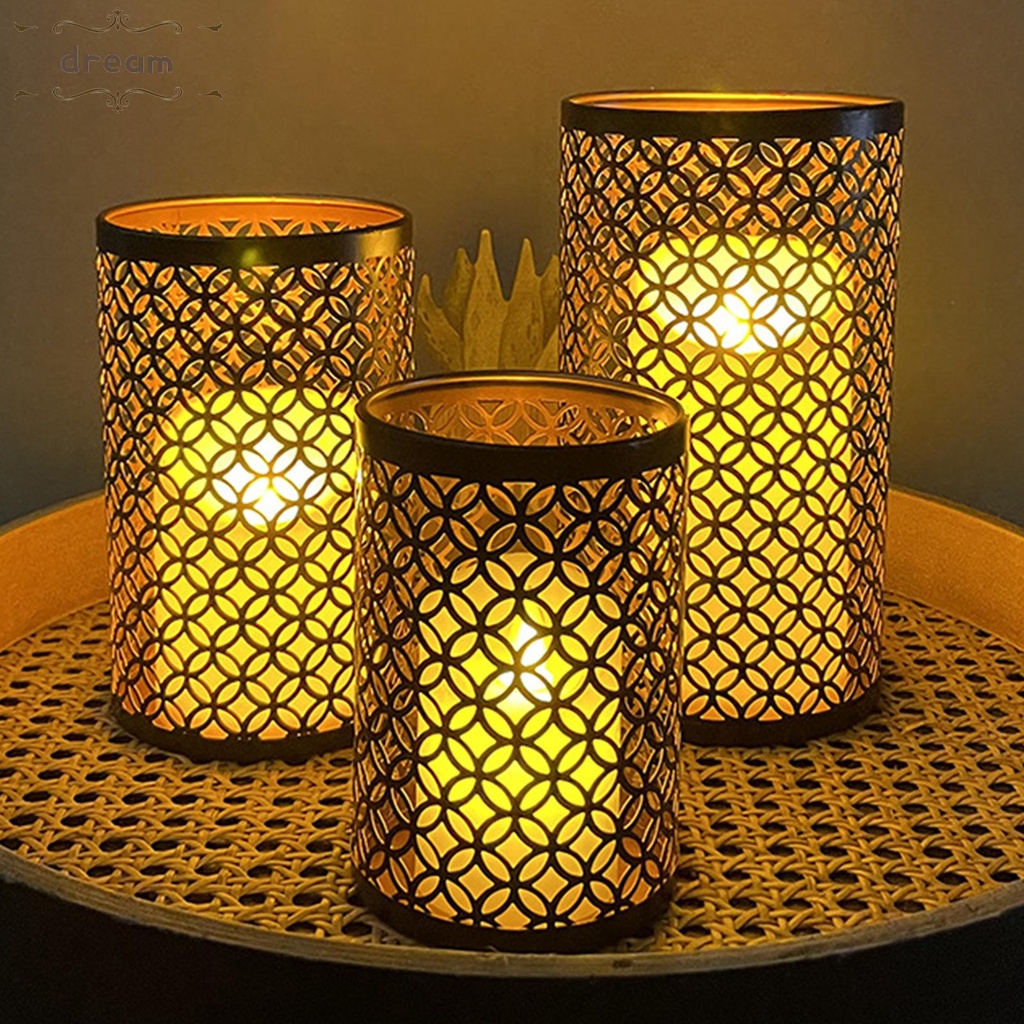 【DREAMLIFE】Candle Base 3 Size 3pcs/set Black Decor Hollow Iron Candle Accessories