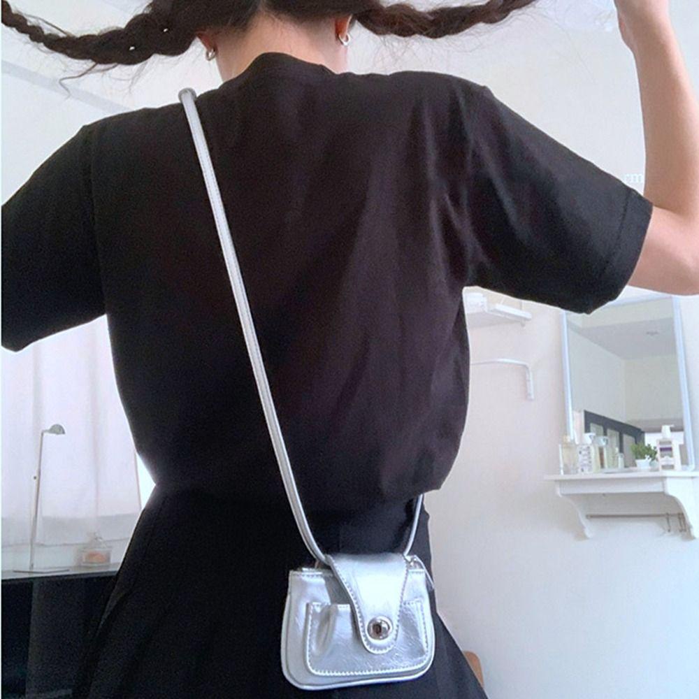 MIQUEL Túi Đeo Chéo Mini Màu Đen / Bạc Phong Cách Hàn Quốc Thời Trang Cho Nữ