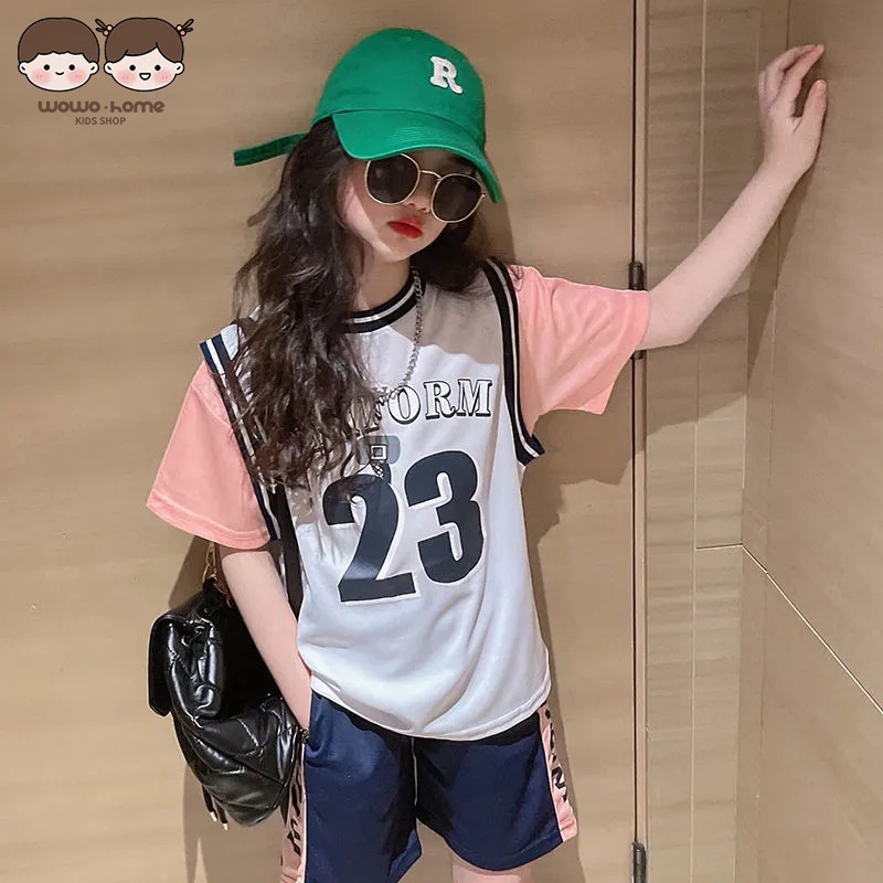 Bộ Đồng Phục Bóng Rổ Phong Cách Phương Tây Thời Trang Mùa Hè Mới Cho Bé Gái