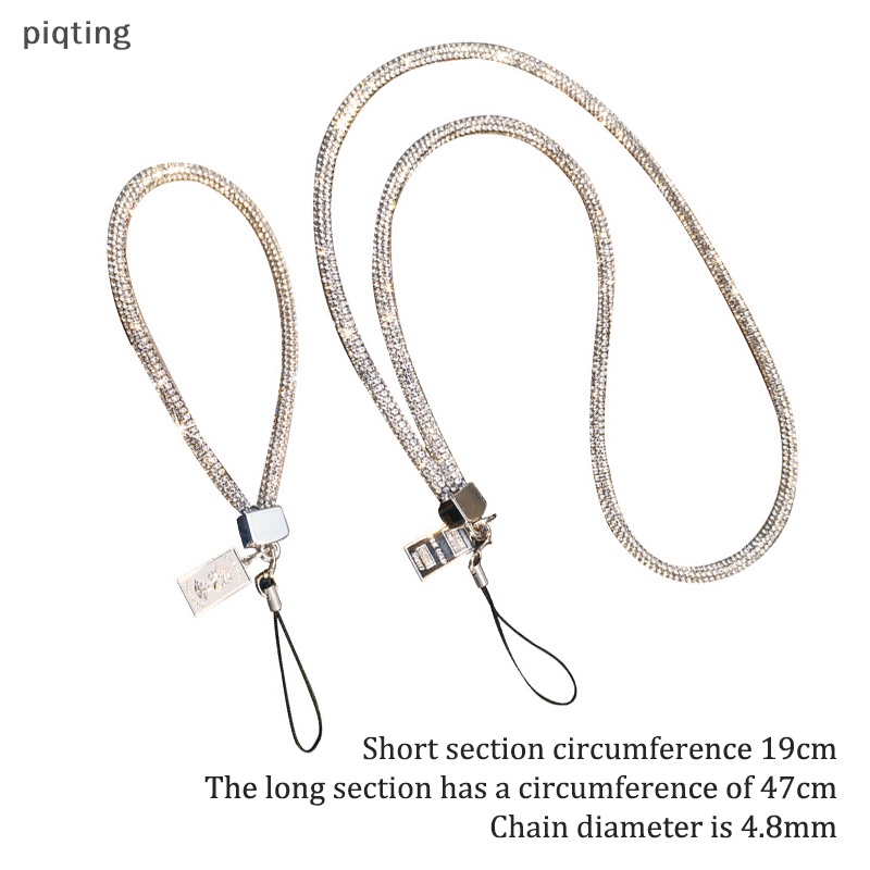 Piqt Dây Đeo Điện Thoại Đính Đá Sáng Bóng Có Ngăn Đựng Thẻ Hình Vuông Sáng Tạo Cá Tính