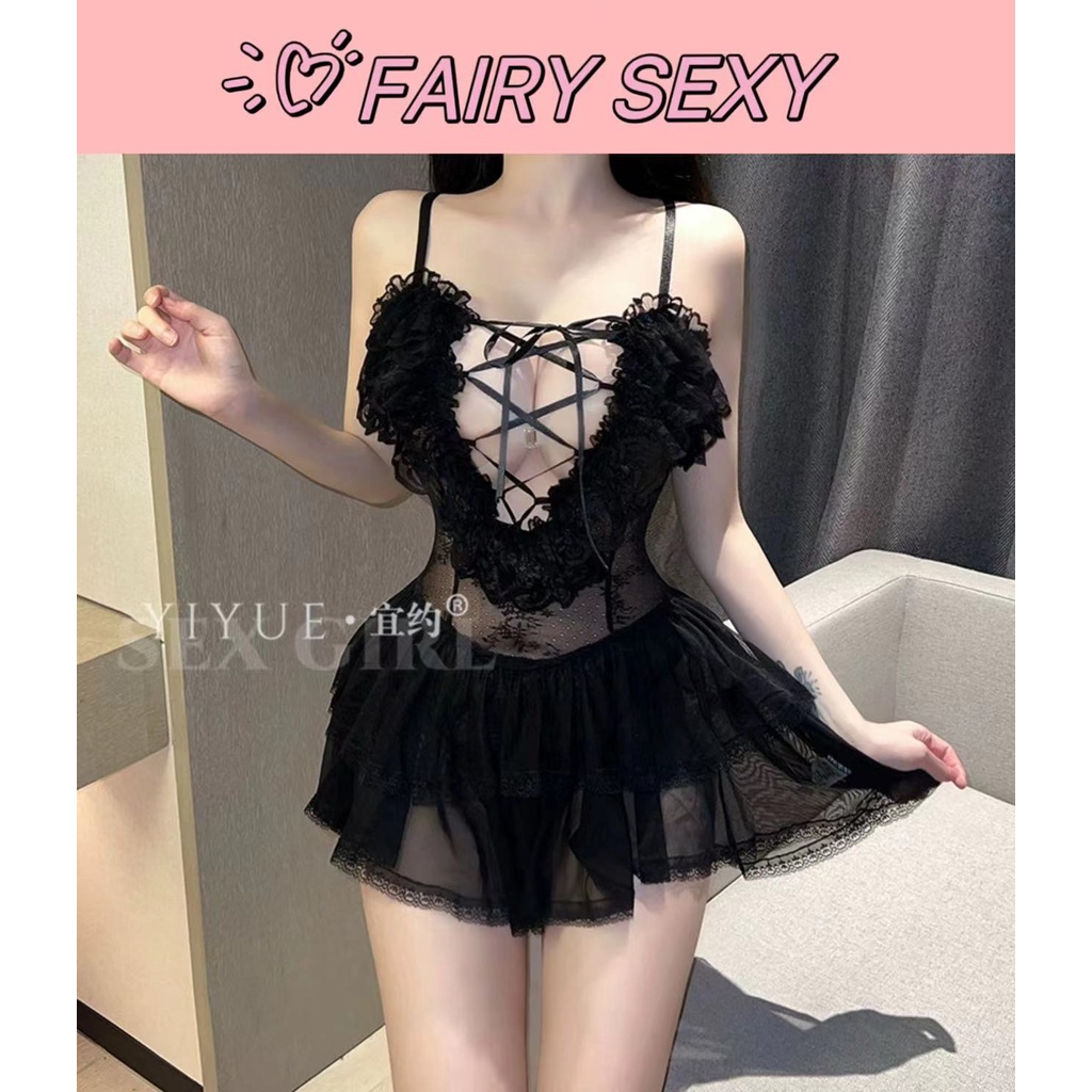 Đồ Lót Sexy Ren Cám Dỗ Váy Ngủ Xuyên Thấu Lưới Nóng Bỏng Đam Mê Đồ Ngủ Ngực Nhỏ