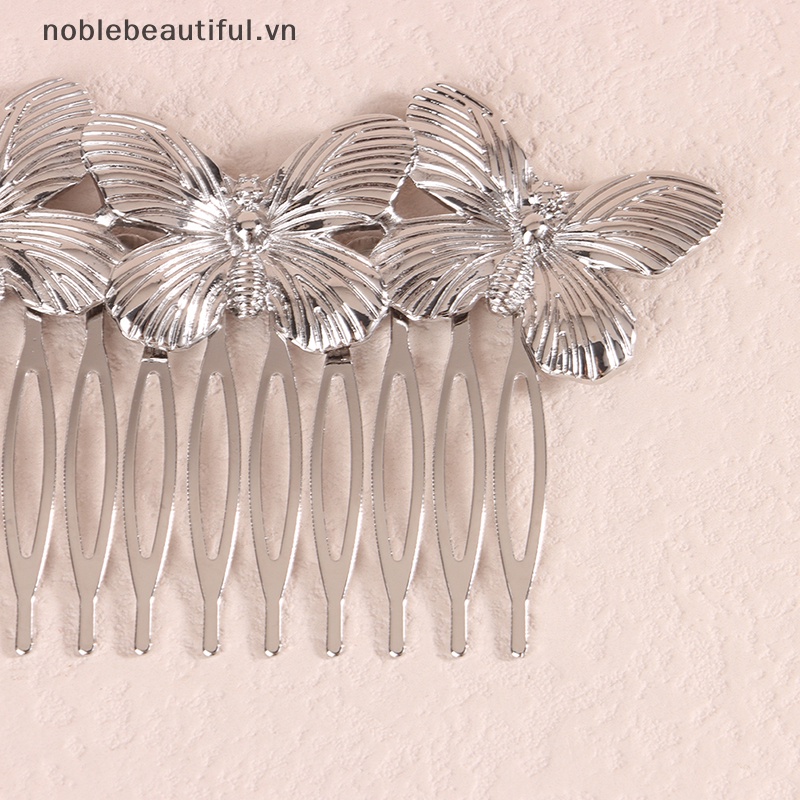 Lược Cài Tóc Kim Loại Hình Bướm Phong Cách Vintage Thanh Lịch Cho Nữ