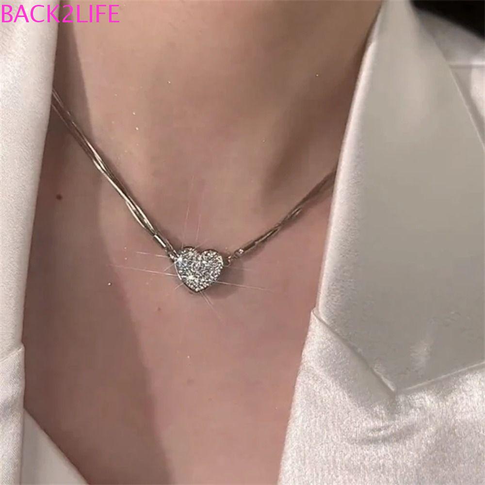 Vòng cổ Thép Titan Mặt Trái Tim Y2K Kiểu Hàn Quốc Thanh Lịch Trang Trí 2Lilife