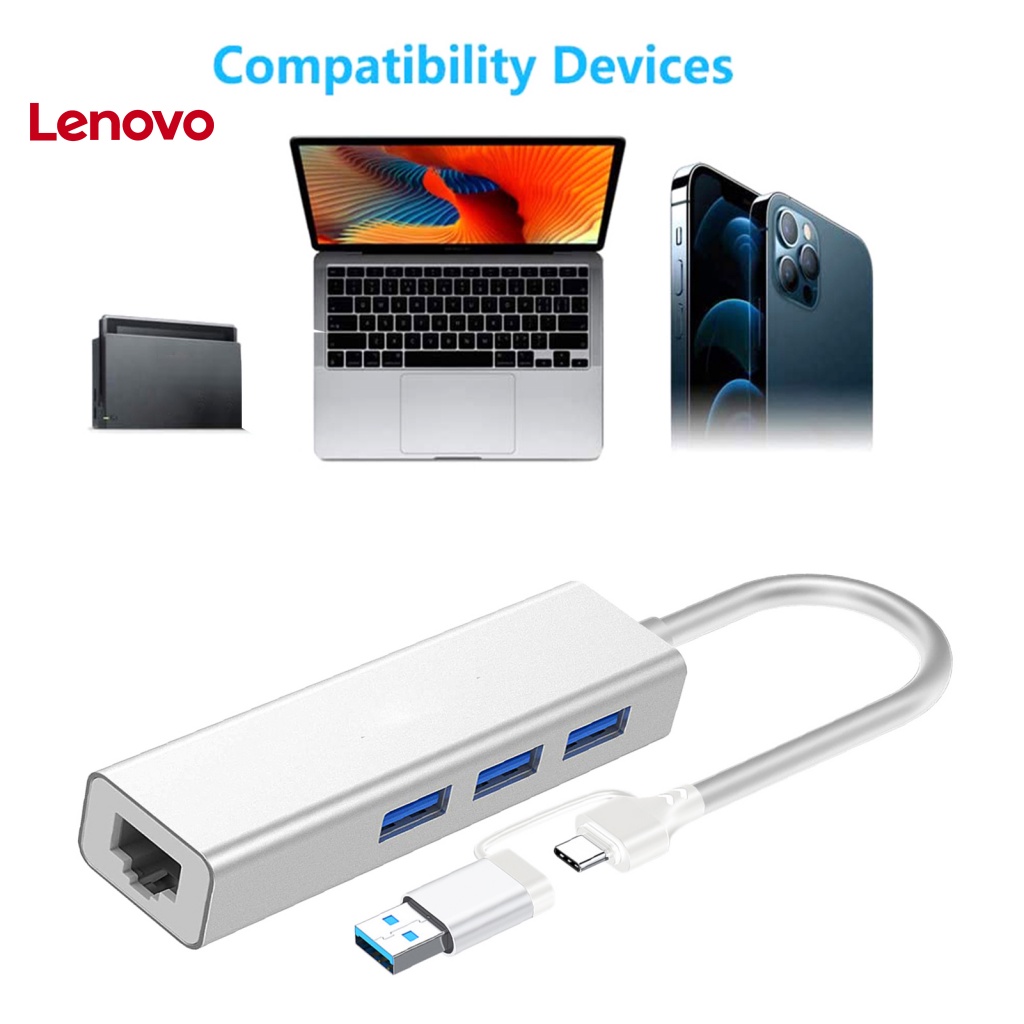 Bộ Chia Cổng USB 3.0 Type-C Sang RJ45 Ethernet Lan Đa Năng Tiện Dụng