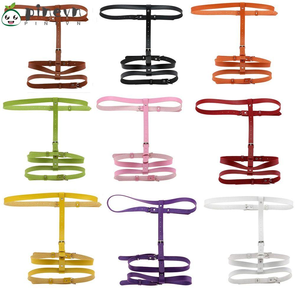 PINEVN Đai Nịt Bít Tất Bằng Da Pu Phong Cách Gothic Cho Nữ