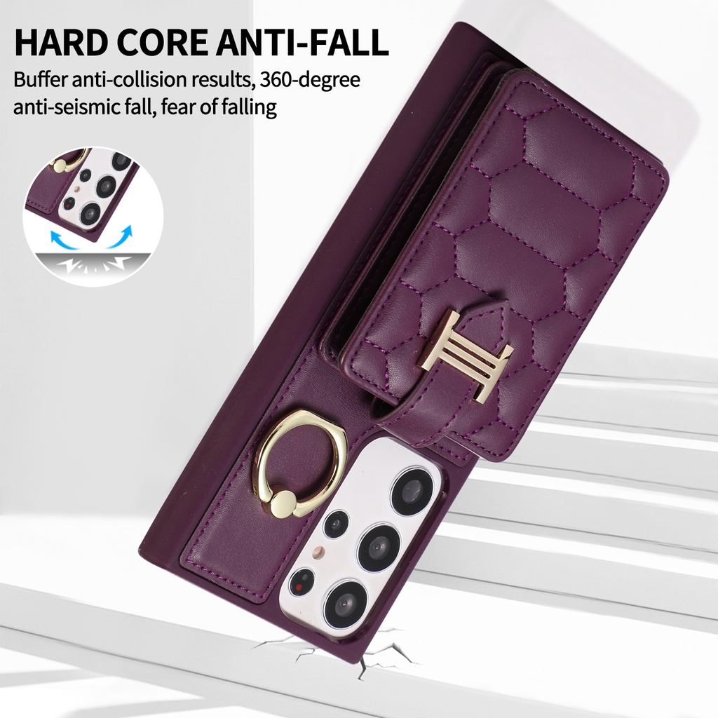 Ốp Điện Thoại Da Kèm Ngăn Đựng Thẻ Và Dây Đeo Chéo Cho Samsung S23 Ultra S22 Plus S21 FE S21 Ultra S20 Plus S23 Plus