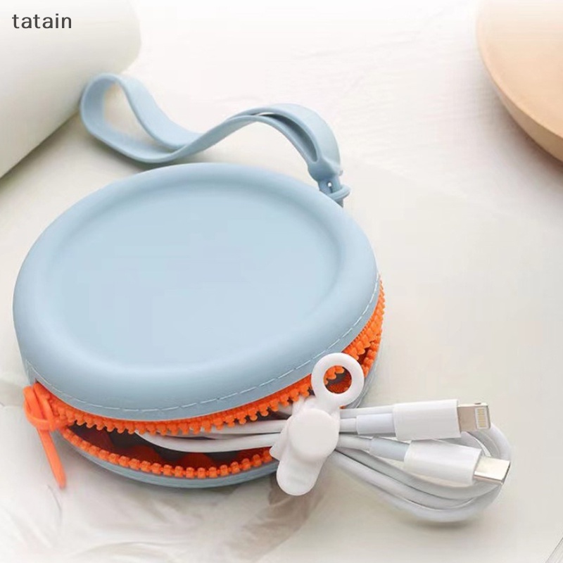 1 Túi Đựng Tai Nghe / Tiền Xu Mini Bằng Silicon Màu Trơn Dễ Thương