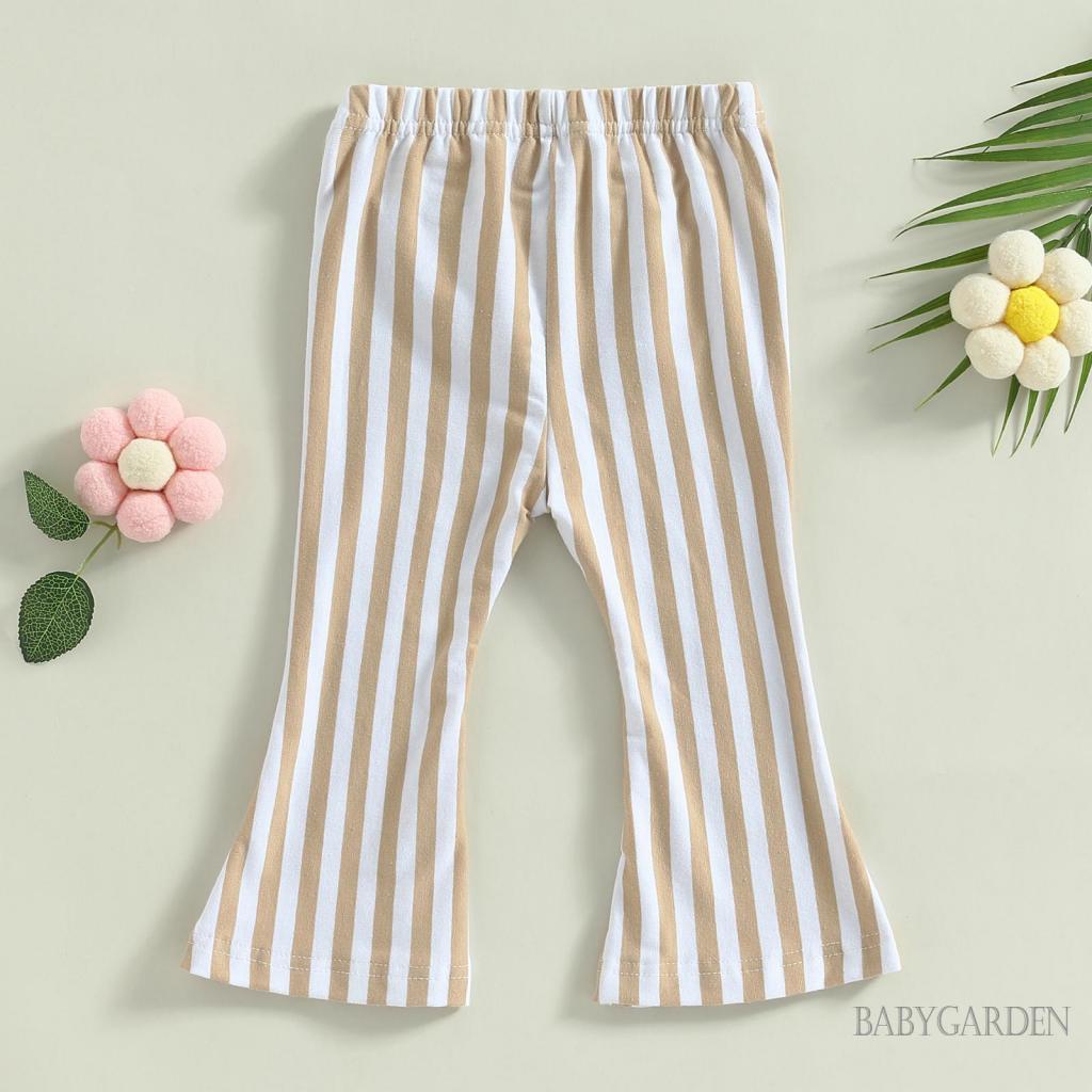 Quần Dài Ống Loe Lưng Thun Họa Tiết Kẻ Sọc Thời Trang Mùa Thu Cho Bé Gái / 6 Tháng-4 Tuổi