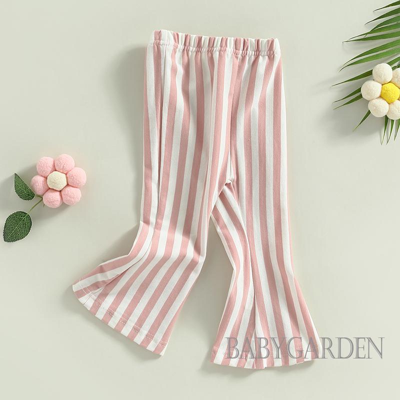 Quần Dài Ống Loe Lưng Thun Họa Tiết Kẻ Sọc Thời Trang Mùa Thu Cho Bé Gái / 6 Tháng-4 Tuổi