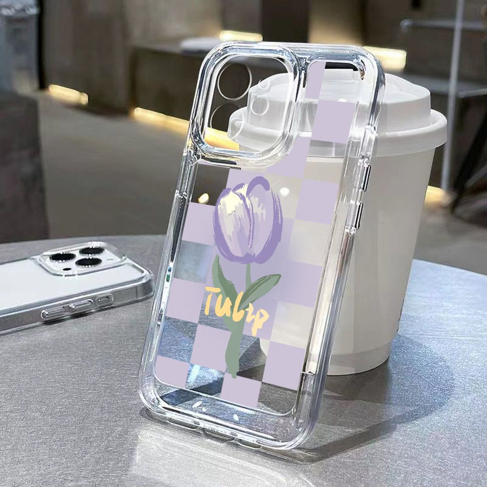 Ốp Điện Thoại TPU Mềm Chống Sốc In Hình Hoa Tulip Cho iphone 11 12 / 13 / 6 / 7 / 8plus / X max 14 pro max 11 Promax