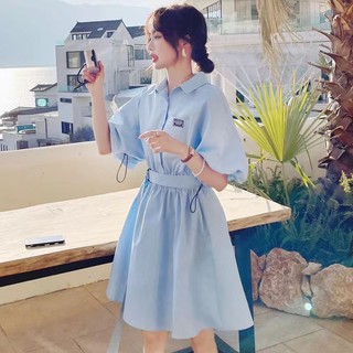 Đầm Sơ Mi Ngắn Tay Dáng Rộng Thời Trang Mùa Hè Hàn Quốc 2023 Mới