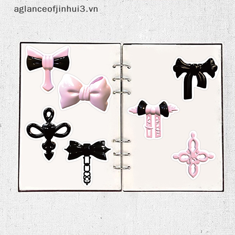 Set 50 Sticker Họa Tiết Graffiti 3D Màu Hồng Đen Chuyên Dụng Trang Trí Xe Hơi