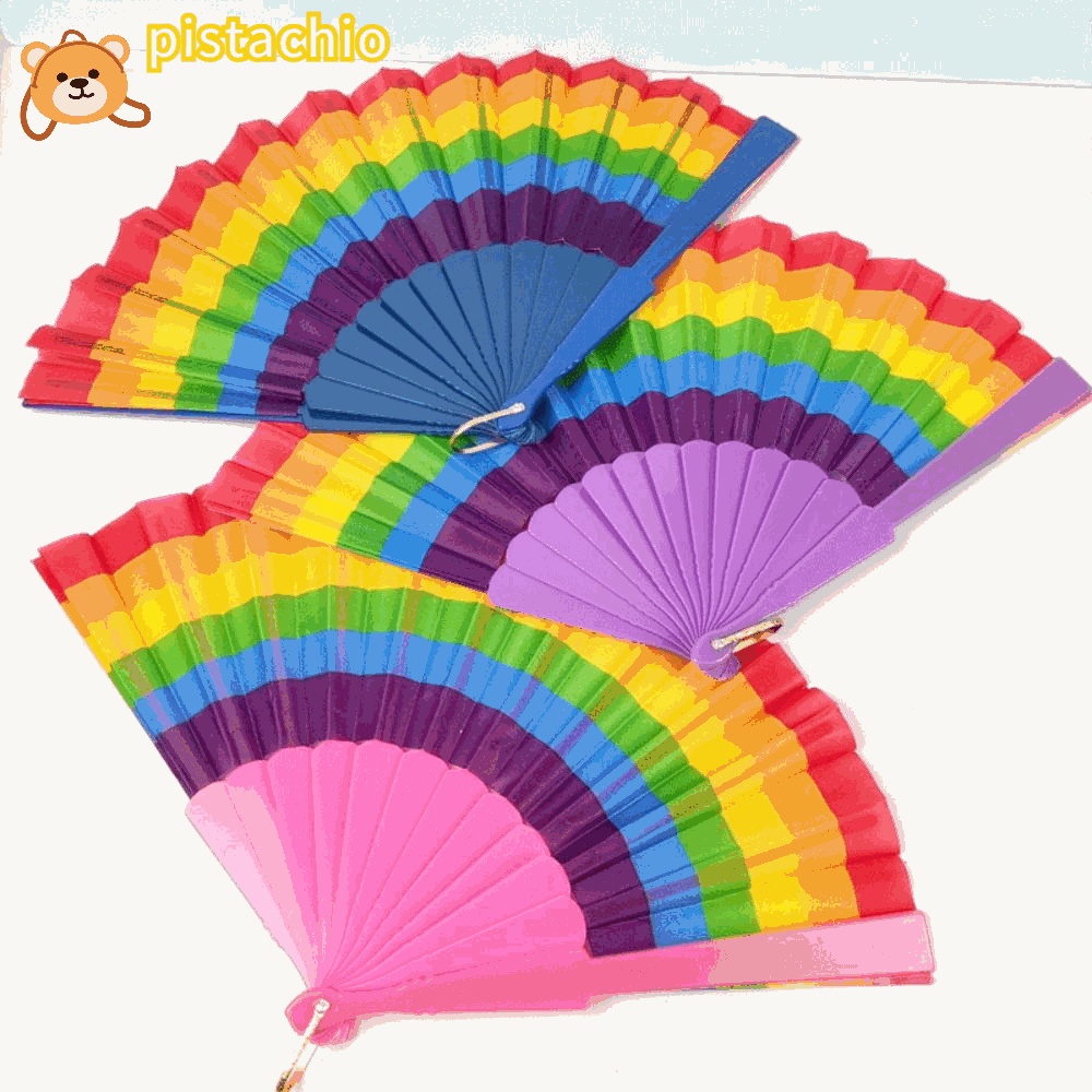 Quạt Xếp Cầm Tay Làm Mát Mùa Hè Cầu Vồng Mới Cho Trẻ Mẫu Giáo