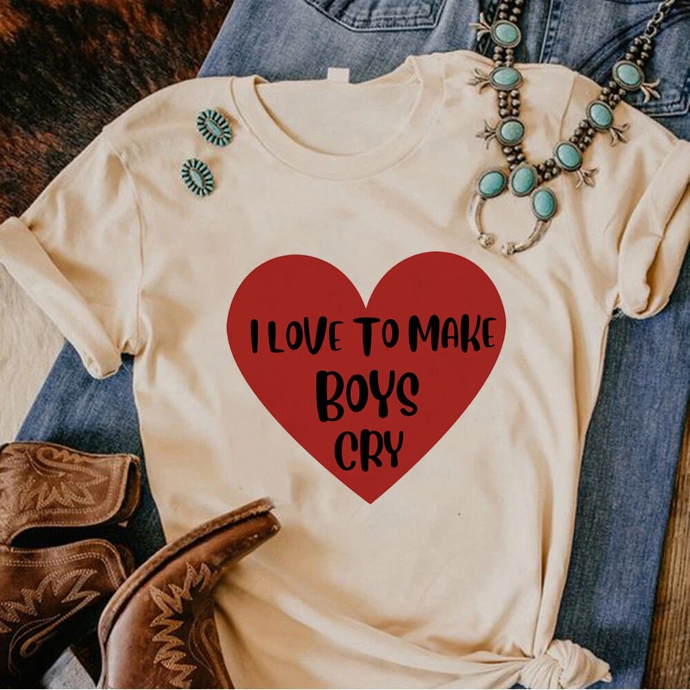 Áo Thun Nam Nữ In Chữ i Love to Make Boys Cry Tee Y2K