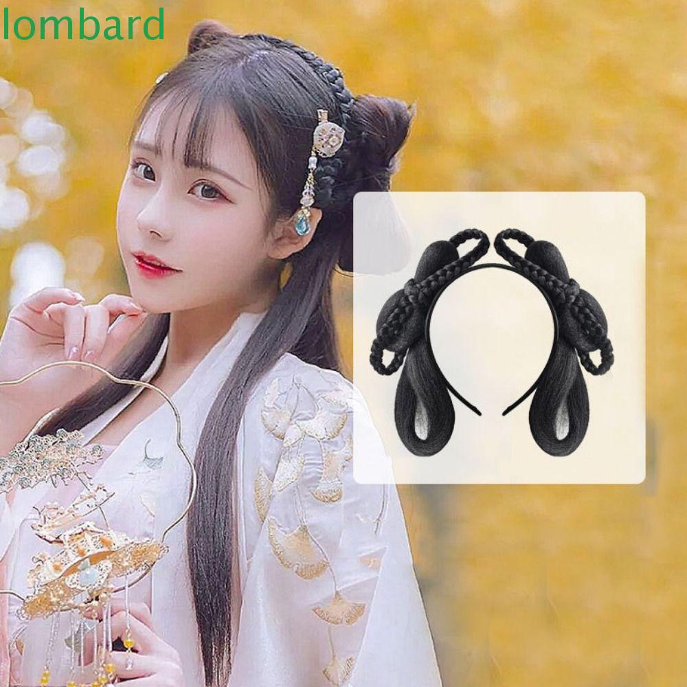 LOMBARD Tóc Giả Bằng Sợi Tổng Hợp Cao Cấp Màu Đen Phong Cách Trung Hoa Cổ Điển