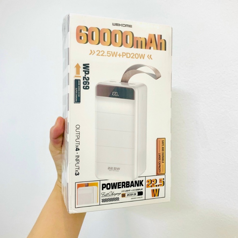 Sạc Dự Phòng WEKOME WP-269 Dung Lượng 60000mAh Sạc Đồng Thời 4 Thiết Bị
