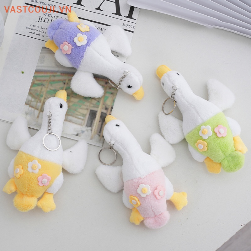 Thú Nhồi Bông Hình Chú Ngỗng Và Hoa Dễ Thương Trang Trí Móc Khóa