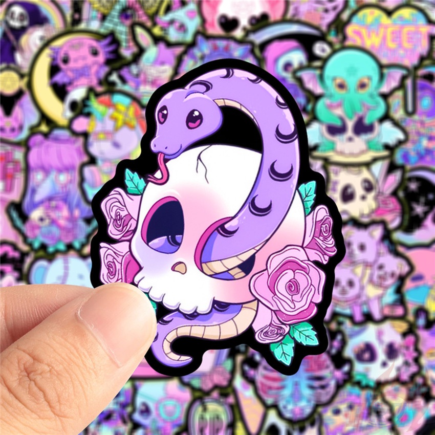 ❉ Vòng Cổ Màu Tối Phong Cách Gothic Cổ Điển Set 04 Sticker Dán Trang Trí Hình Kinh Dị Nghệ Thuật 04 ❉ Bộ 50 Sticker Chống Thấm Nước Họa Tiết Doodle Hợp Thời Trang