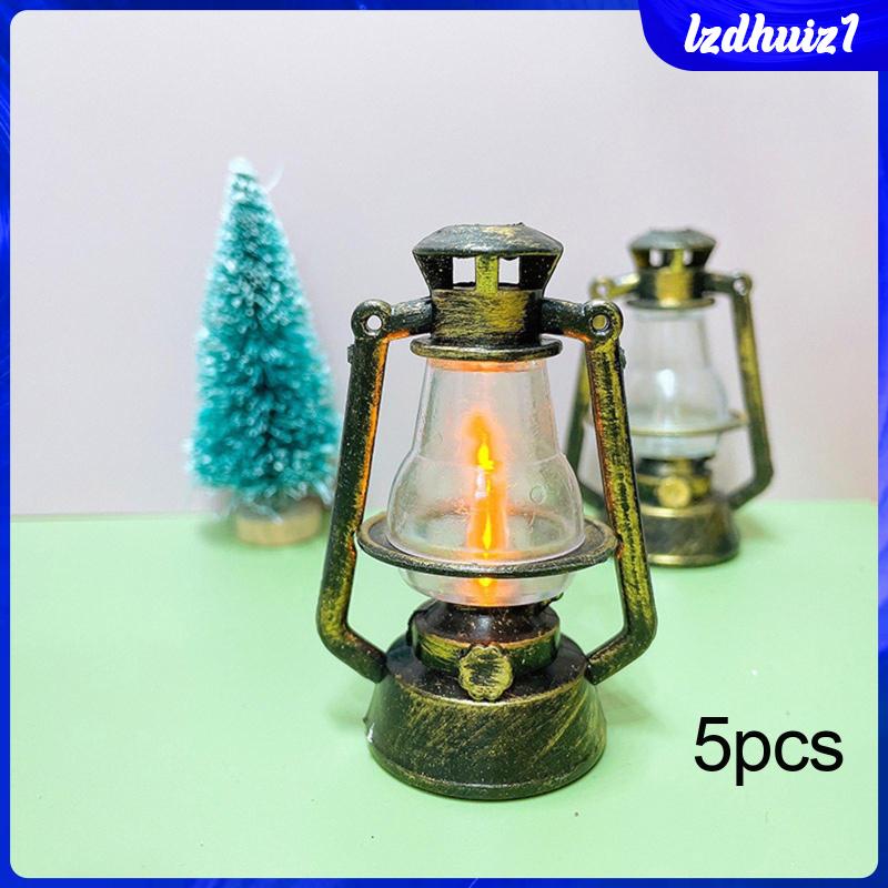 5 Mô Hình Đèn Dầu Mộc Mạc Tỉ Lệ 1: 12 Trang Trí Nhà Búp Bê