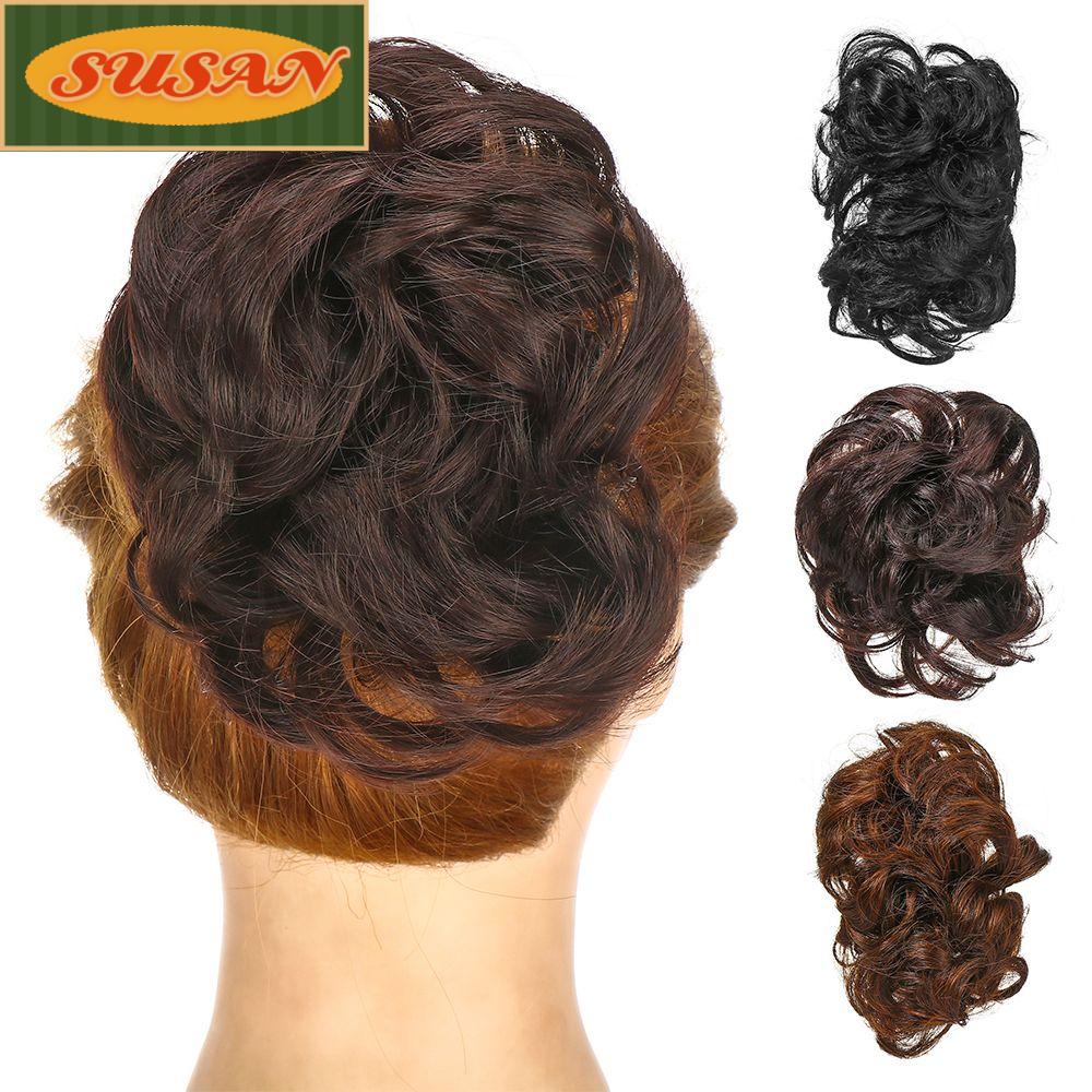 SUSANS Búi Tóc Giả Bằng Sợi Tổng Hợp Màu Đen / Nâu Tự Nhiên