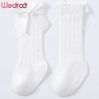 Wedroo Vớ Dài Đến Đầu Gối Phối Bèo Đính Nơ Cho Bé Sơ Sinh