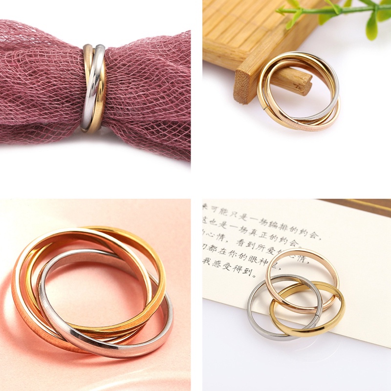 Ygt Set 3 Nhẫn Đính Hôn Bằng Thép Không Gỉ Cổ Điển Dành Cho Nữ