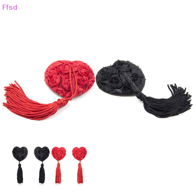 1 Cặp Miếng Dán Ngực Tua Rua Hình Trái Tim Đính Kim Sa Lấp Lánh Quyến Rũ