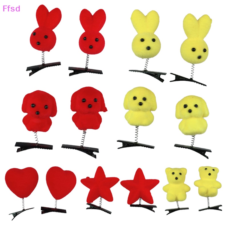 {Ffsd} Set 10 Kẹp Tóc Lông Nhung Hình Động Vật 3D Vui Nhộn Thời Trang Làm Quà Tặng Cho Bé