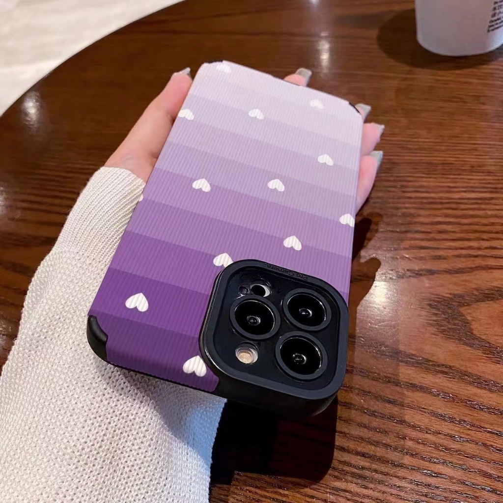 Ốp Điện Thoại Da Mềm Hình Trái Tim Màu Gradient Cho iPhone 11 12 7 / 8 12Pro 7plus 8plus xr xsmax x 11Promax 14 13 14plus 11Promax