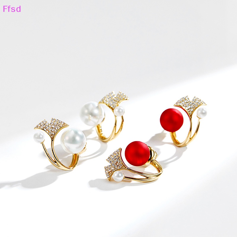 1 Đôi Bông Tai Ngọc Trai Hình Hoa Lá / Bướm Đính Đá Zircon Thanh Lịch Cho Nữ