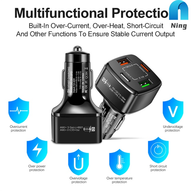 Tẩu Sạc Nhanh 38w Cổng Usb Type C Pd Qc3.0 3.1a Tương Thích Với Iphone Xiaomi