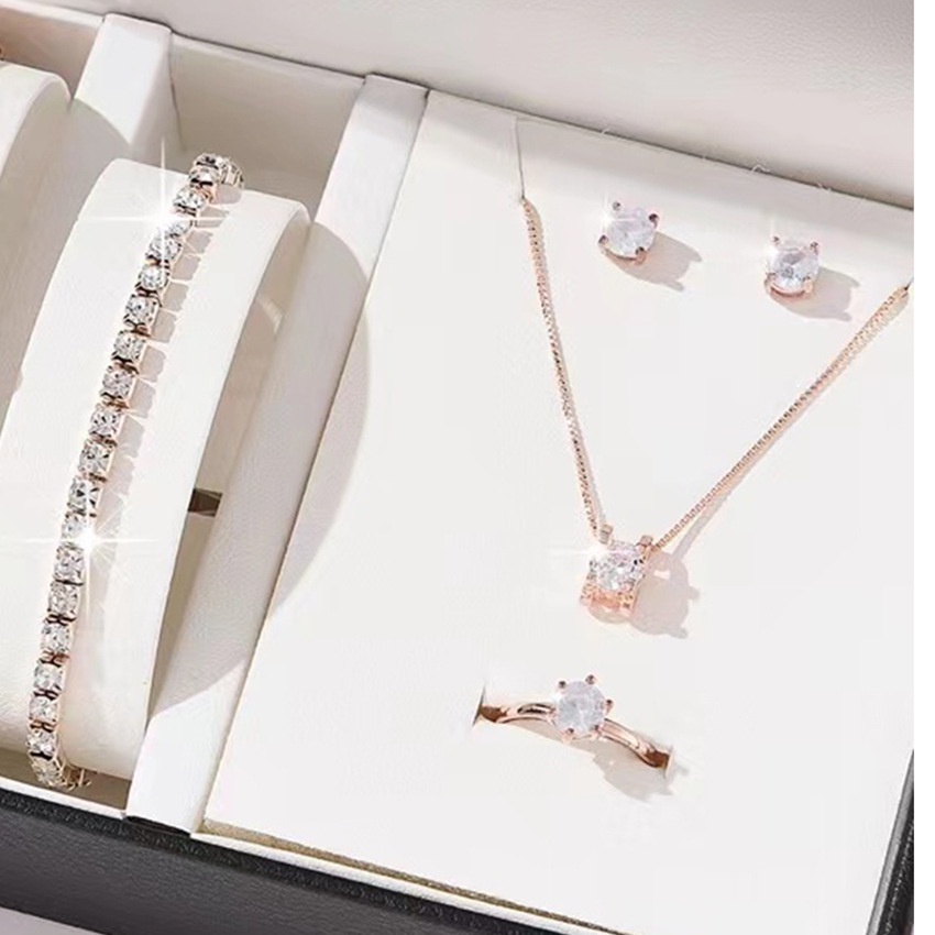 Bộ Trang Sức Đính Kim Cương Nhân Tạo Phong Cách INS Cao Cấp Dành Cho Nữ