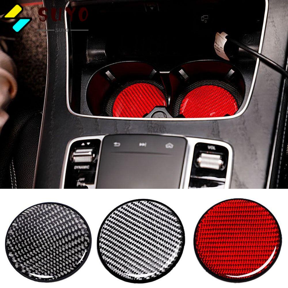 SUYO Set 2 Miếng Lót Cốc Nước Bằng Sợi Carbon Chống Trượt Cho Xe Hơi