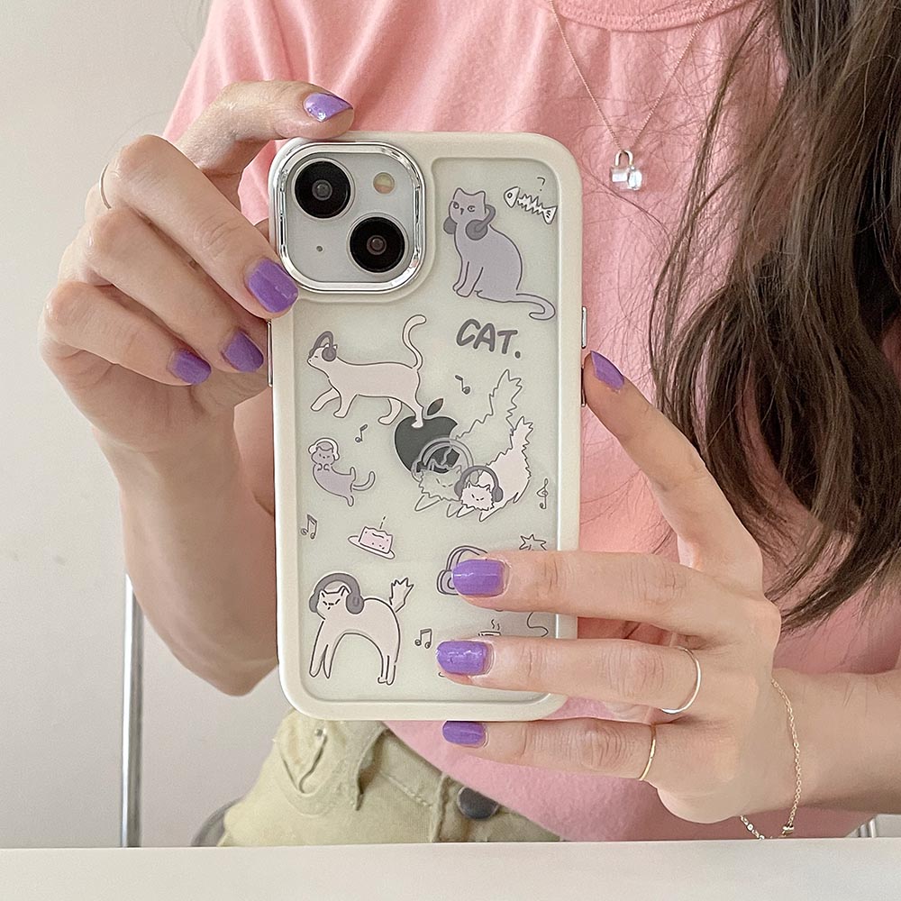 Ốp Điện Thoại Cứng Họa Tiết Mèo Dễ Thương Cho iPhone 11 12 12Pro 12ProMax 13 13Pro 13ProMax 14 14Pro 14ProMax