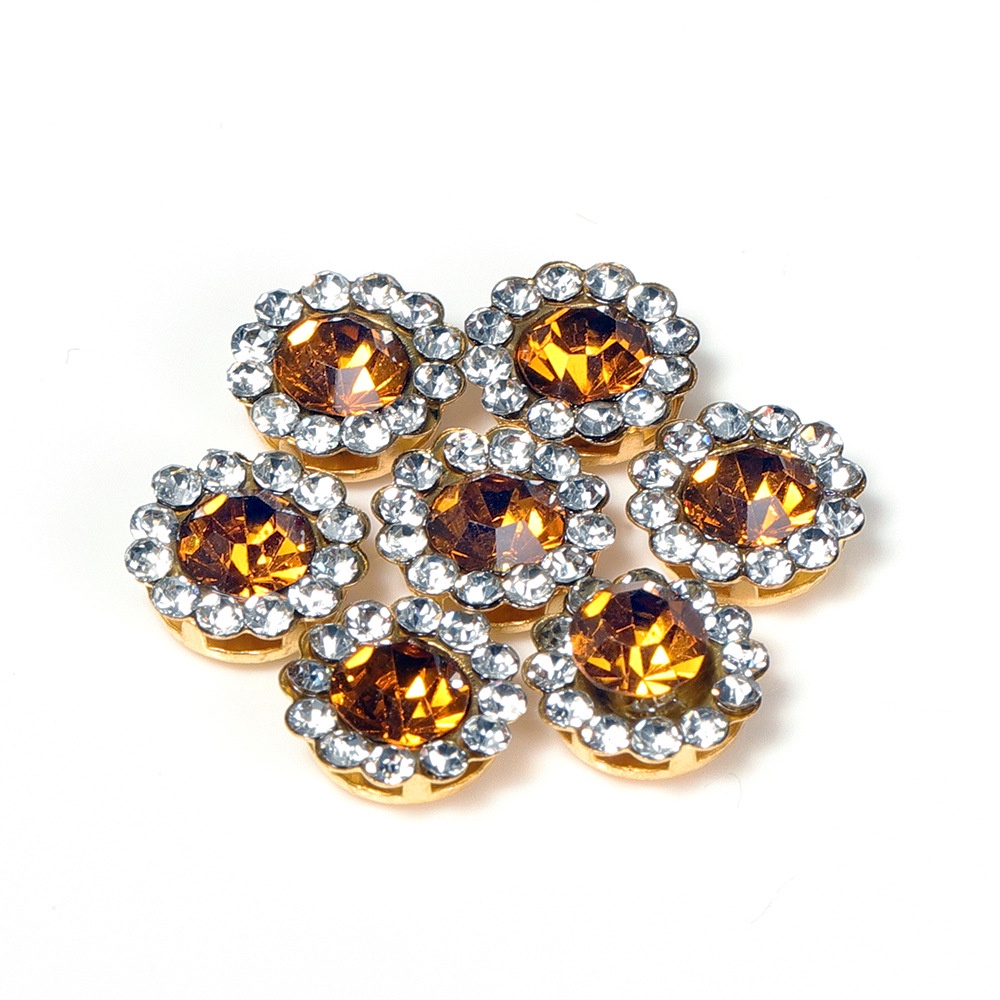 1 Phụ Kiện Nút Cài Áo Hình Hoa Đính Đá Lấp Lánh diy