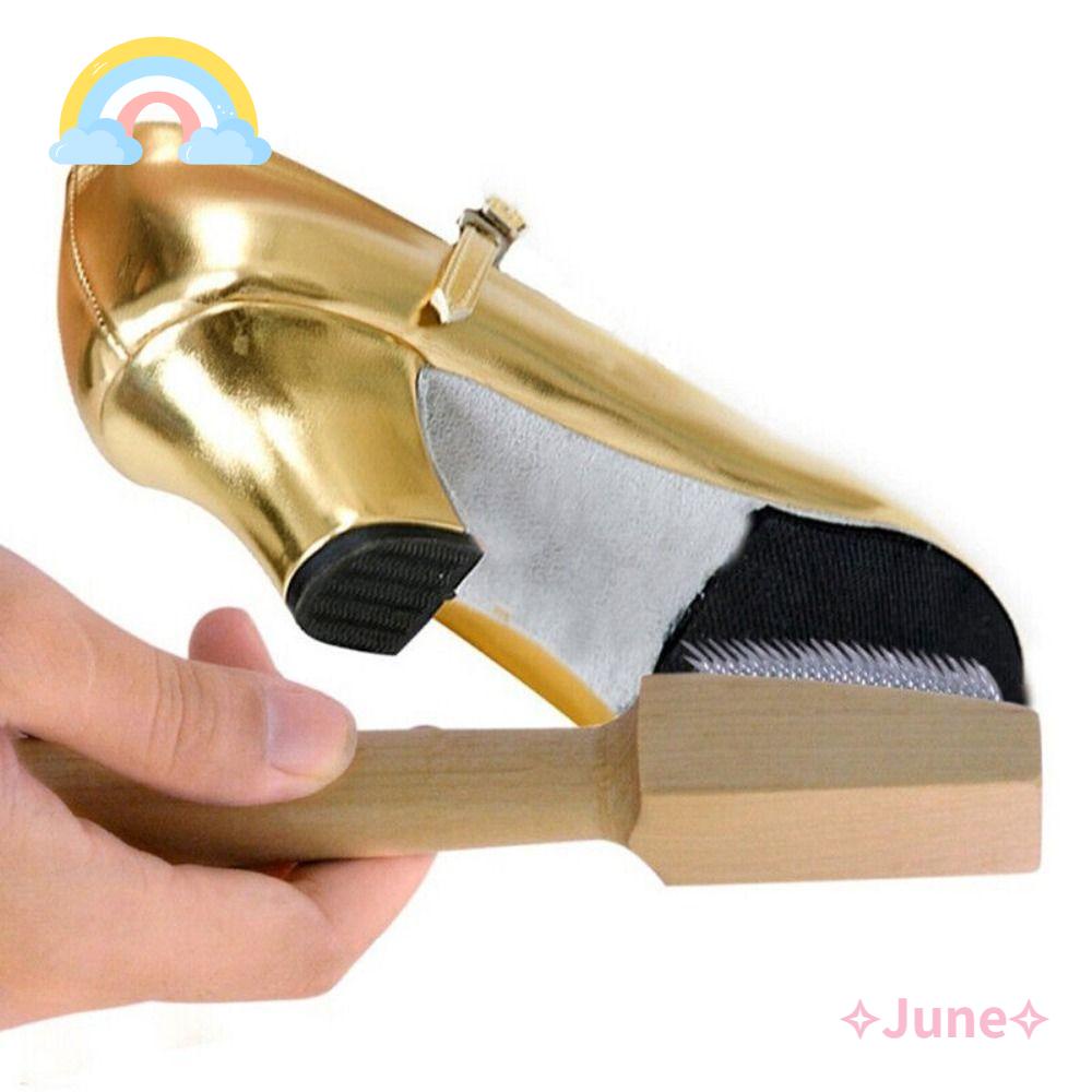 JUNE Bàn Chải Vệ Sinh Giày Da Lộn Đế Gỗ Bằng Thép Không Gỉ Tiện Dụng