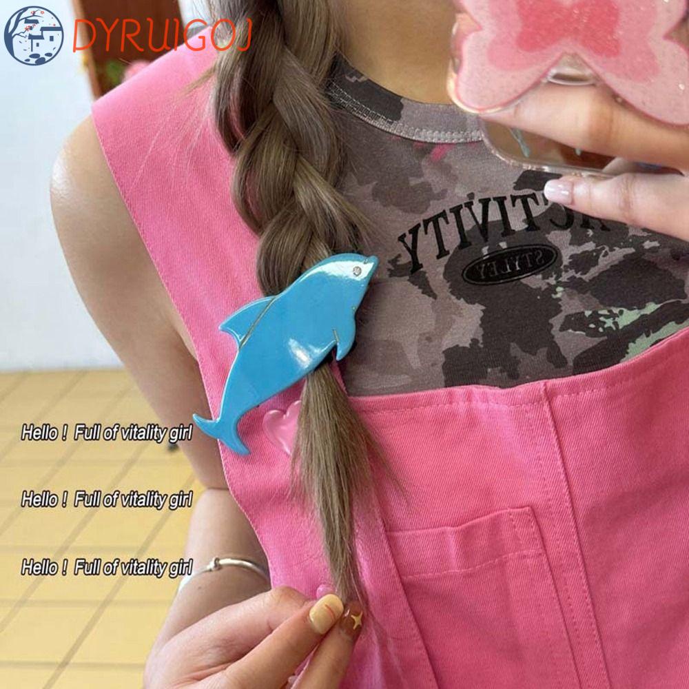 DYRUIDOJ Kẹp Tóc Hình Cá Heo / Acetic Acid Phong Cách Pháp Sáng Tạo Cho Nữ