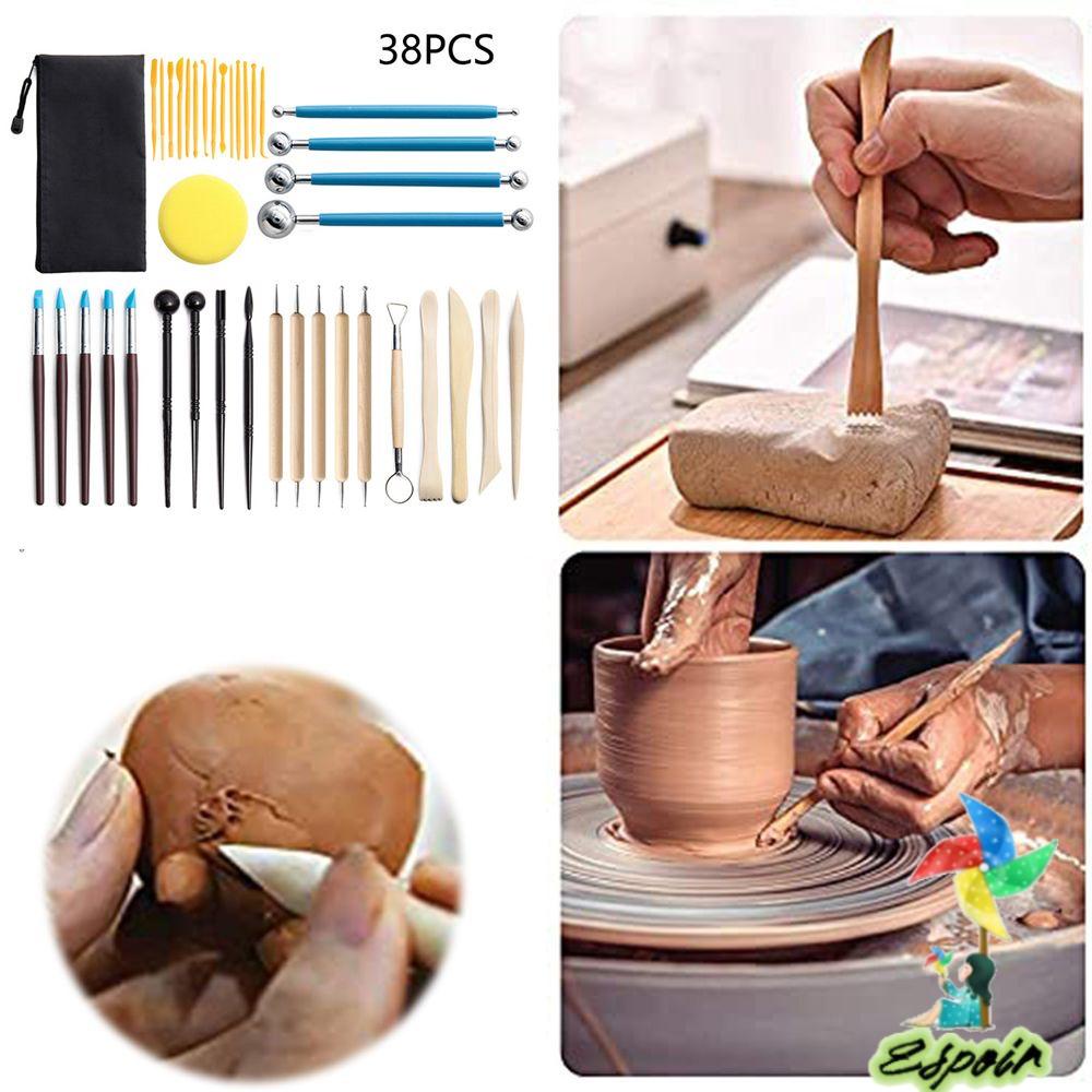 ESPO Set 38 Dụng Cụ Điêu Khắc Đất Sét Bằng Silicon Cán Gỗ Cho Người Lớn Và Trẻ Em