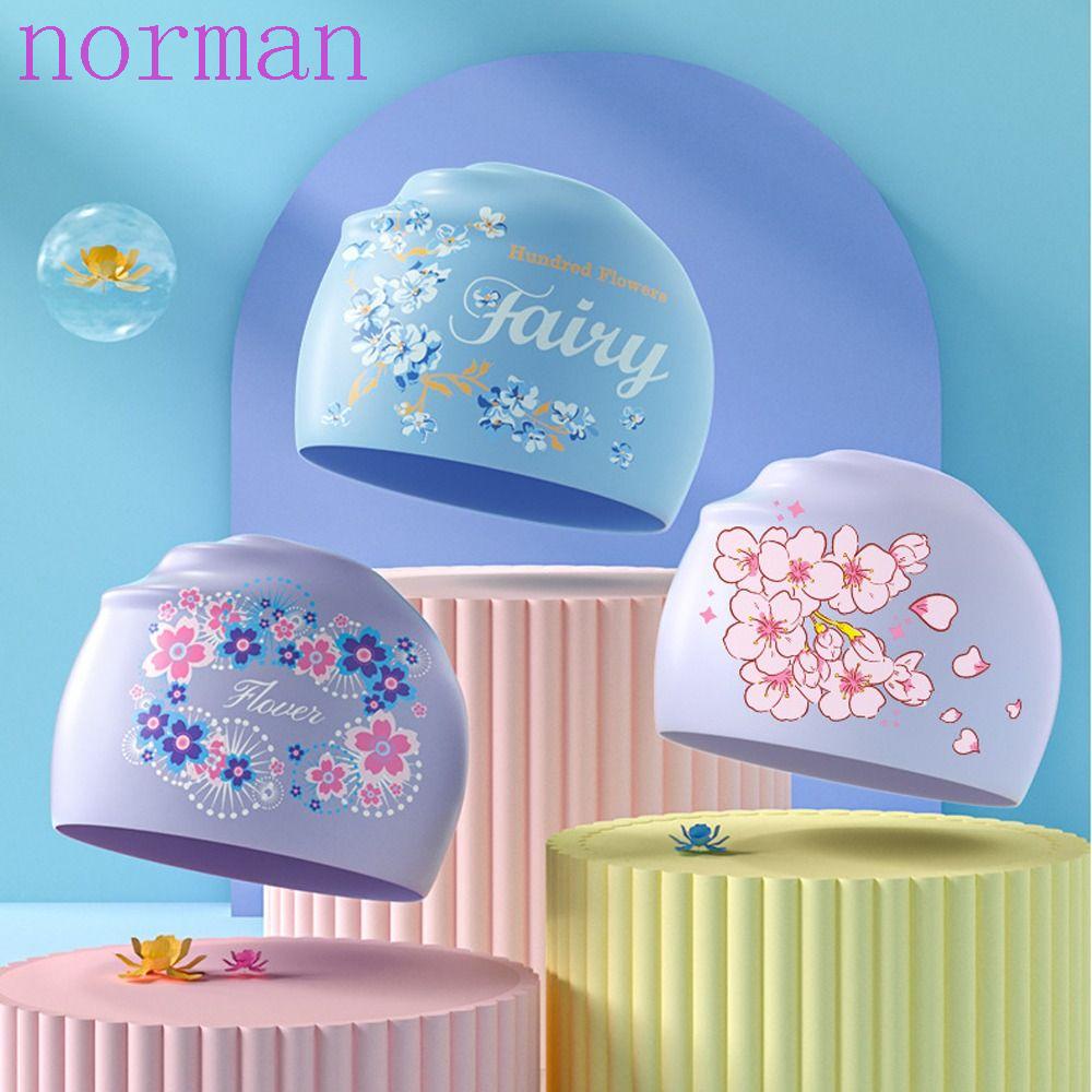 NORMAN Mũ Bơi Silicone In Hoa Chống Rách Tiện Dụng